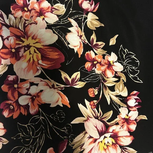 White House Black Market Floral Dress – Black with Pink Details, Size 6 - Picture 4 of 5